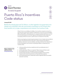 Puerto Rico's Incentives Code Status | Grant Thornton