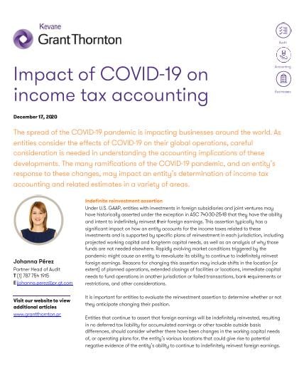 Impact of COVID-19 on income tax accounting