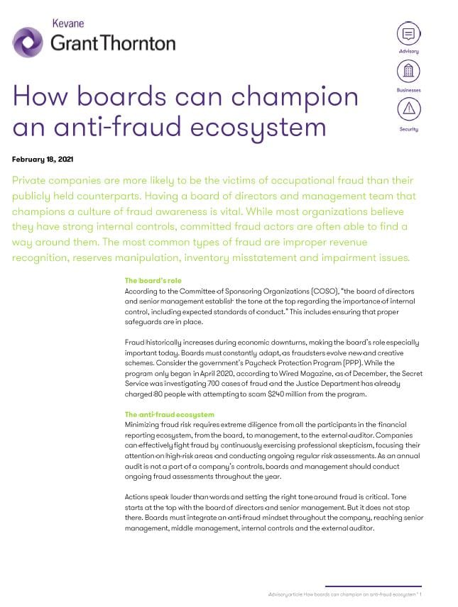 How boards can champion an anti-fraud ecosystem