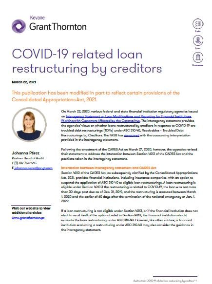 COVID-19 related loan restructuring by creditors