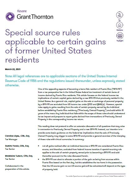 Special source rules applicable to certain gains of former United States residents