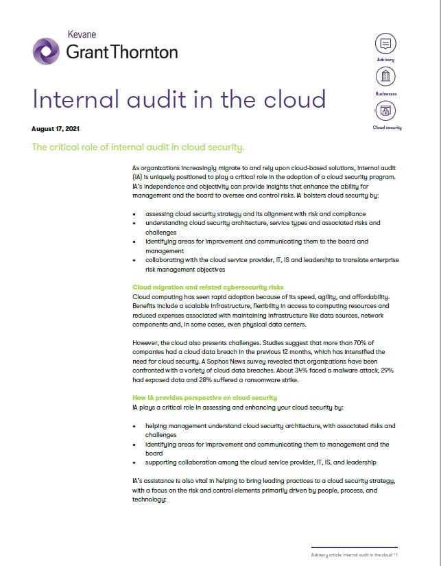 Internal audit in the cloud