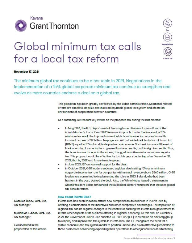 Global minimum tax calls for a local tax reform