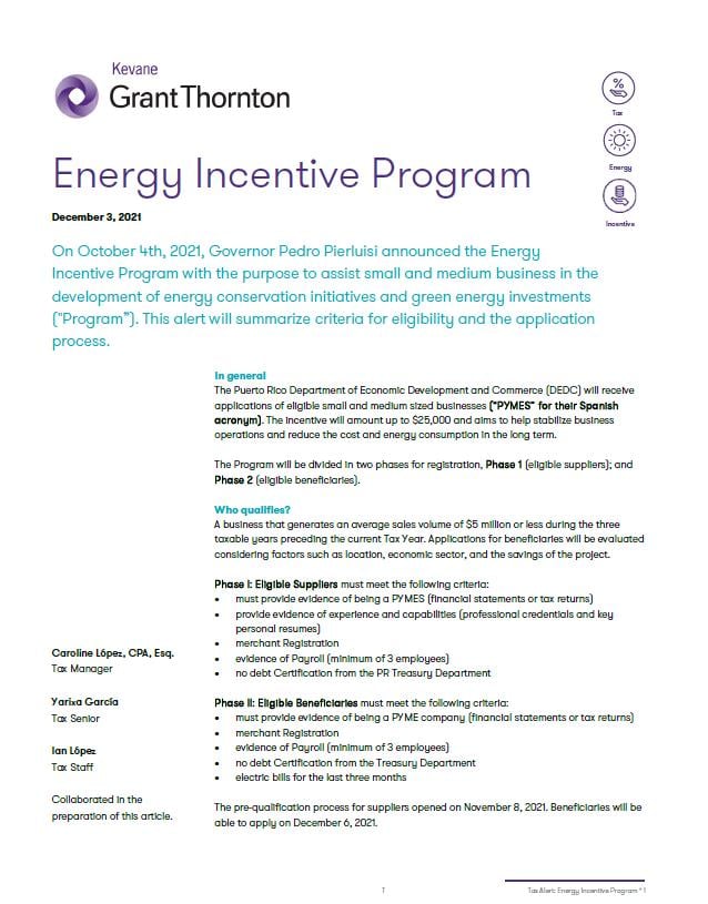 Energy Incentive Program