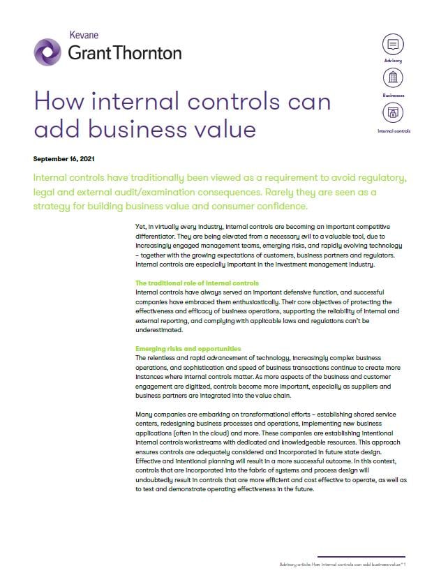 How internal controls can add business value