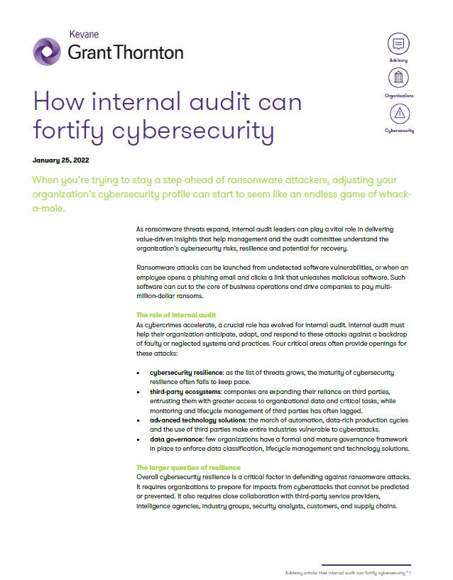 How internal audit can fortify cybersecurity