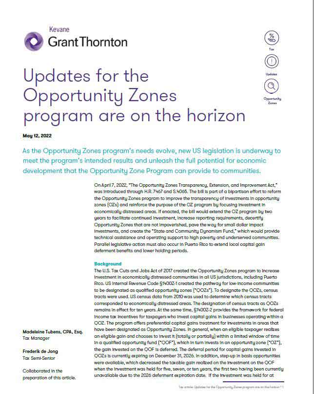 Updates for the Opportunity Zones  program are on the horizon