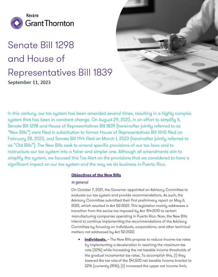 Senate Bill 1298 and House of Representatives Bill 1839