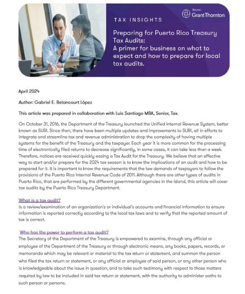 Preparing for Puerto Rico Treasury Tax Audits