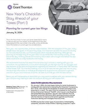 New Year's Checklist- Stay Ahead of your Taxes (Part I) Planning for current year tax filings